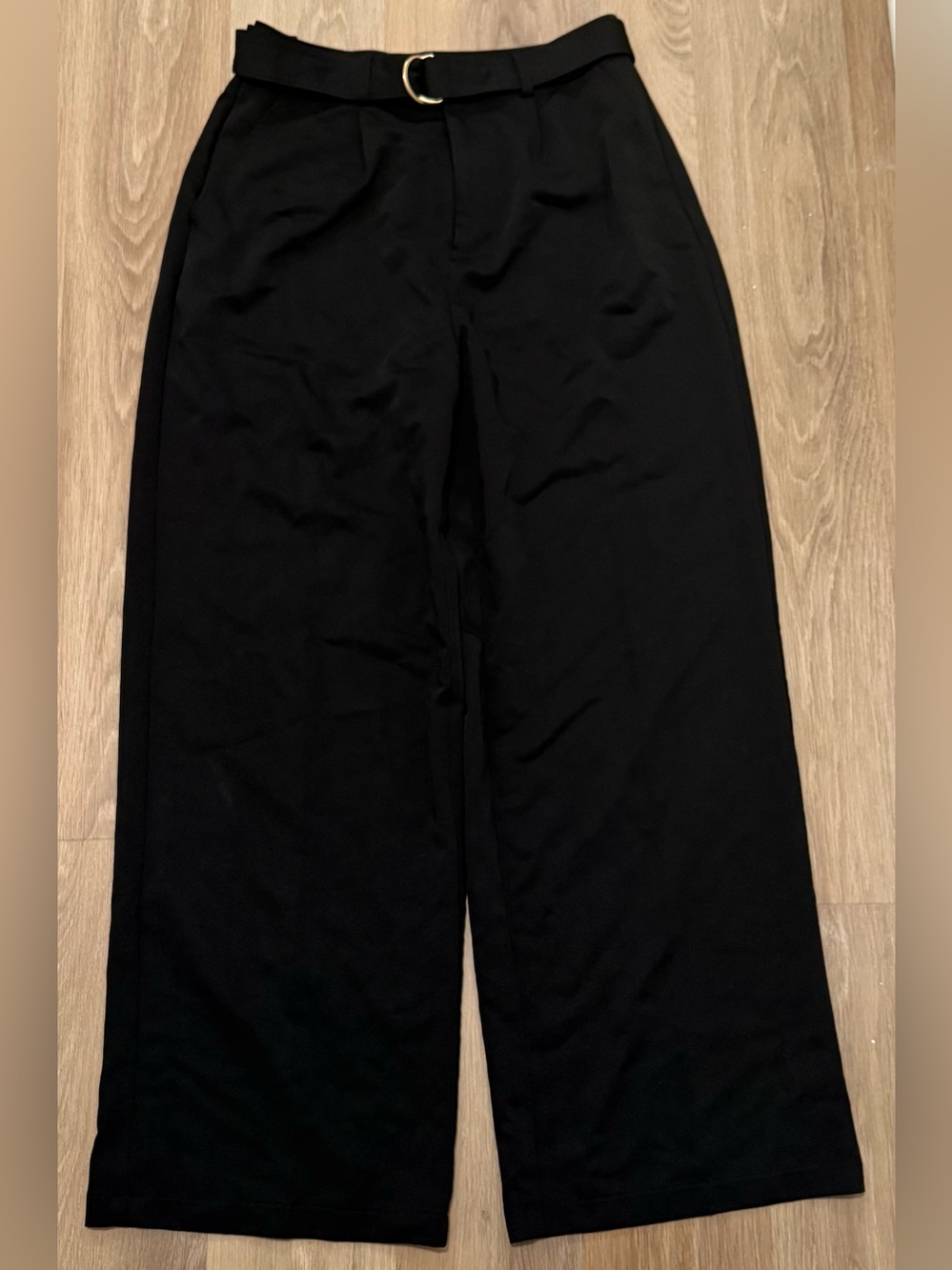 For All Mankind Black Belted Wide Leg Pants M medium High Rise Career stretch